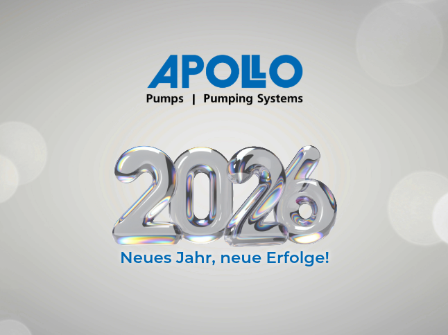 The gray background image shows blurred circles. The Apollo-Gößnitz logo can be seen in the center, with a silver and colorful shimmering year below it: 2026. 