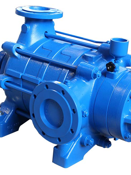 Section of the blue-painted pump housing of an Apollo pump type GLA.