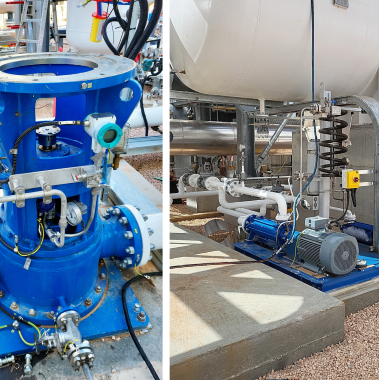 The ORC application takes place in a geothermal-solar combined cycle power plant with an Apollo vertical pump for the high-pressure process and an Apollo side channel pump for pumping NH₃ liquids.